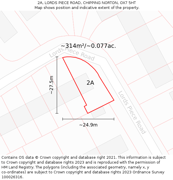 2A, LORDS PIECE ROAD, CHIPPING NORTON, OX7 5HT: Plot and title map