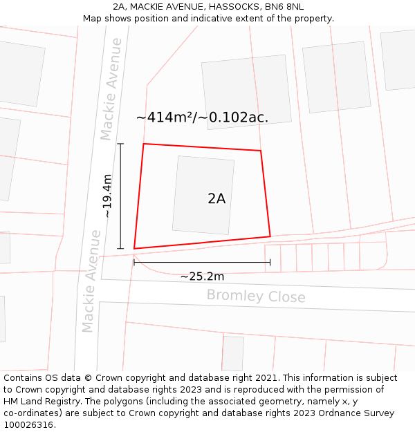 2A, MACKIE AVENUE, HASSOCKS, BN6 8NL: Plot and title map