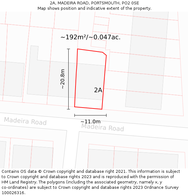 2A, MADEIRA ROAD, PORTSMOUTH, PO2 0SE: Plot and title map