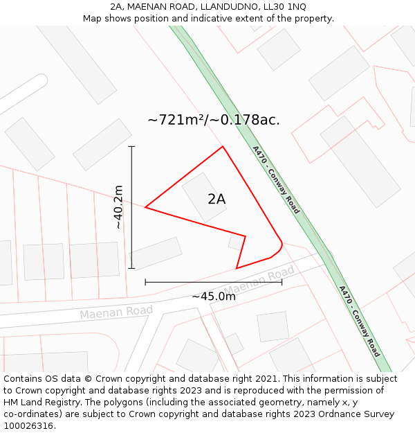 2A, MAENAN ROAD, LLANDUDNO, LL30 1NQ: Plot and title map