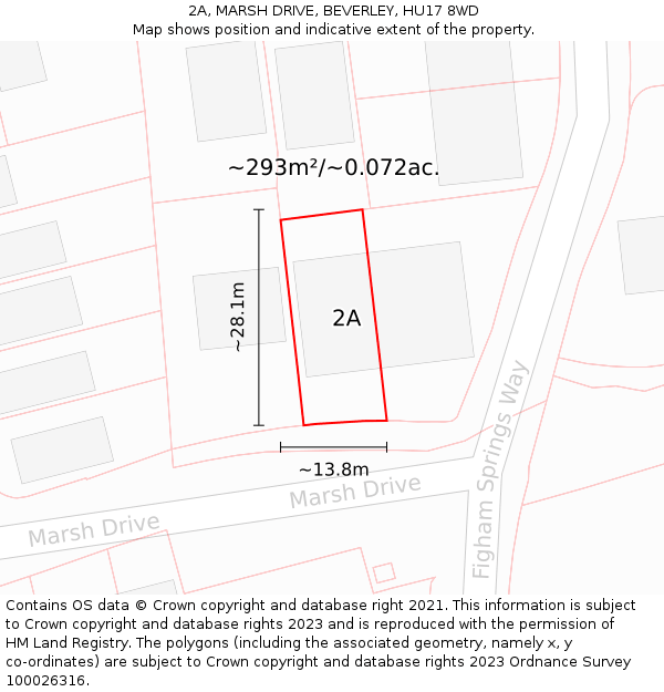 2A, MARSH DRIVE, BEVERLEY, HU17 8WD: Plot and title map