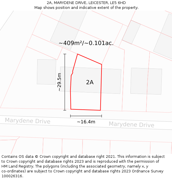 2A, MARYDENE DRIVE, LEICESTER, LE5 6HD: Plot and title map