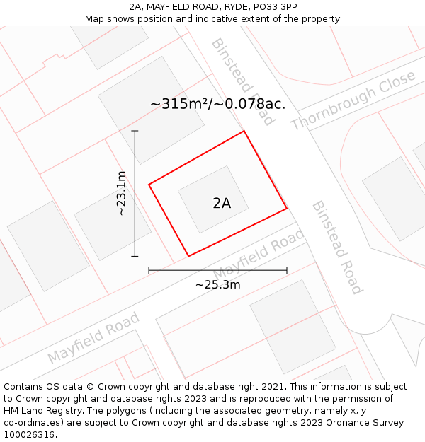 2A, MAYFIELD ROAD, RYDE, PO33 3PP: Plot and title map