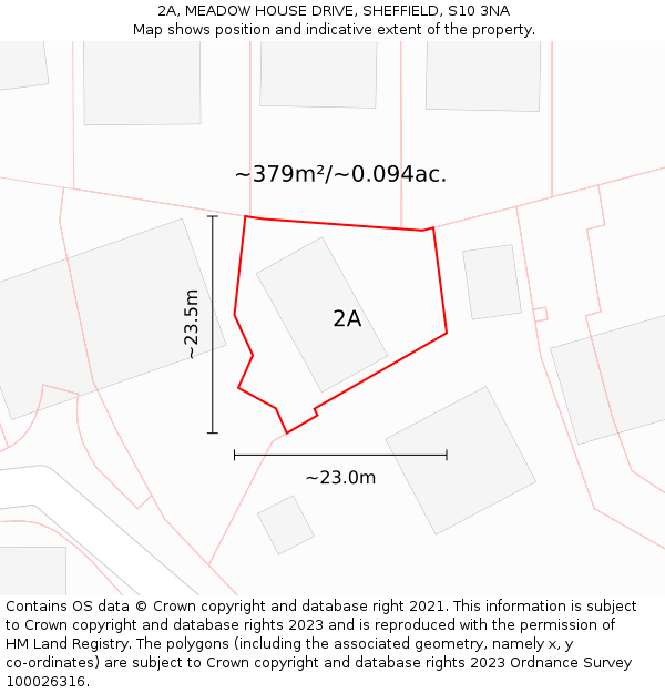 2A, MEADOW HOUSE DRIVE, SHEFFIELD, S10 3NA: Plot and title map