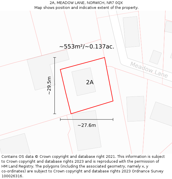 2A, MEADOW LANE, NORWICH, NR7 0QX: Plot and title map