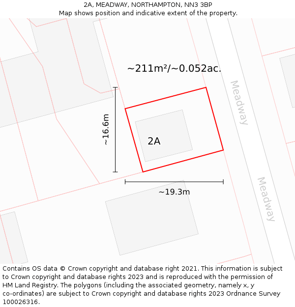2A, MEADWAY, NORTHAMPTON, NN3 3BP: Plot and title map