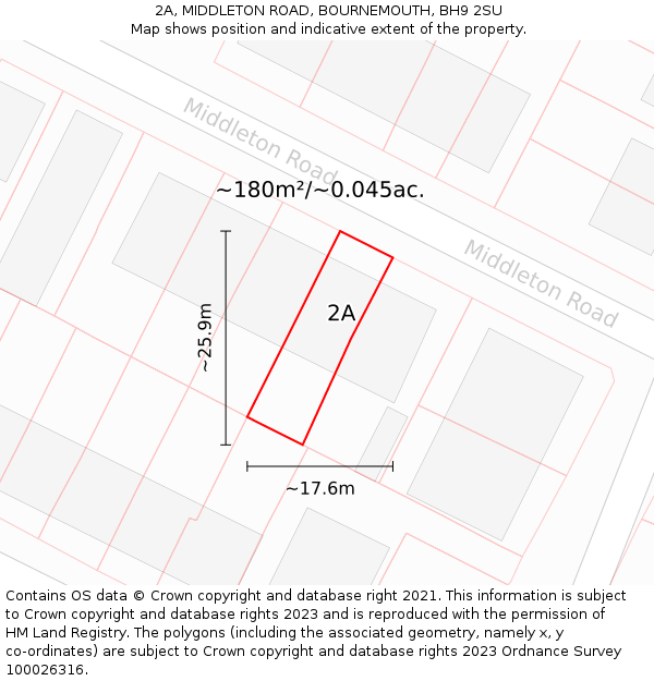 2A, MIDDLETON ROAD, BOURNEMOUTH, BH9 2SU: Plot and title map