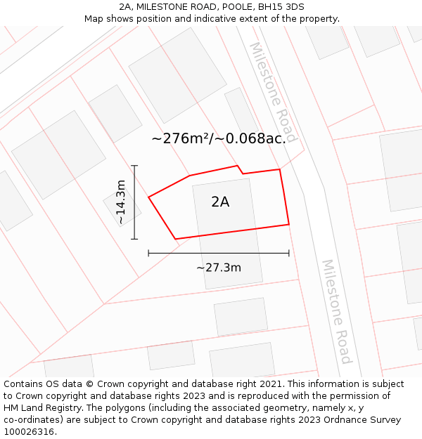 2A, MILESTONE ROAD, POOLE, BH15 3DS: Plot and title map
