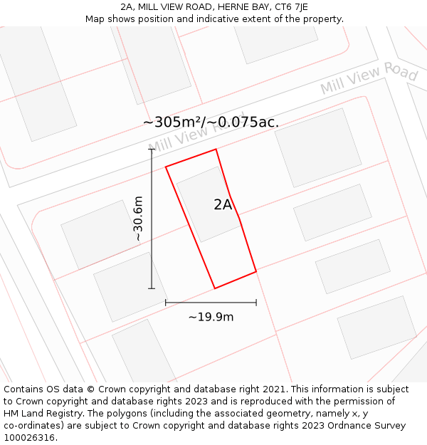 2A, MILL VIEW ROAD, HERNE BAY, CT6 7JE: Plot and title map