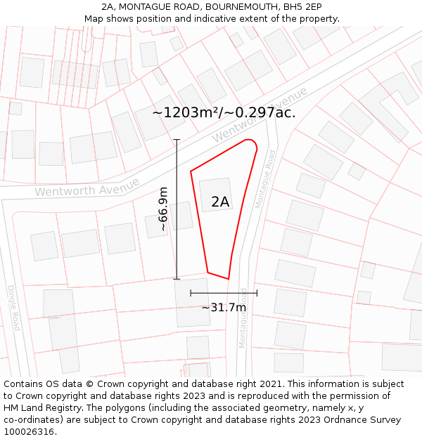 2A, MONTAGUE ROAD, BOURNEMOUTH, BH5 2EP: Plot and title map