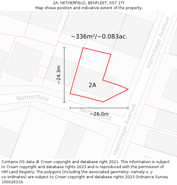 2A, NETHERFIELD, BENFLEET, SS7 1TY: Plot and title map