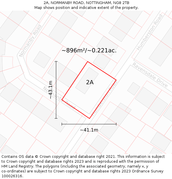 2A, NORMANBY ROAD, NOTTINGHAM, NG8 2TB: Plot and title map