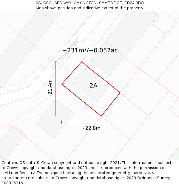 2A, ORCHARD WAY, OAKINGTON, CAMBRIDGE, CB24 3BQ: Plot and title map