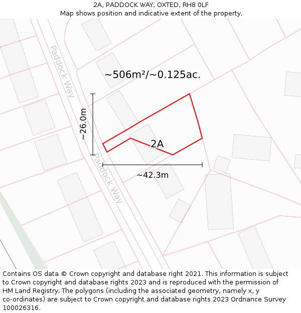 2A, PADDOCK WAY, OXTED, RH8 0LF: Plot and title map