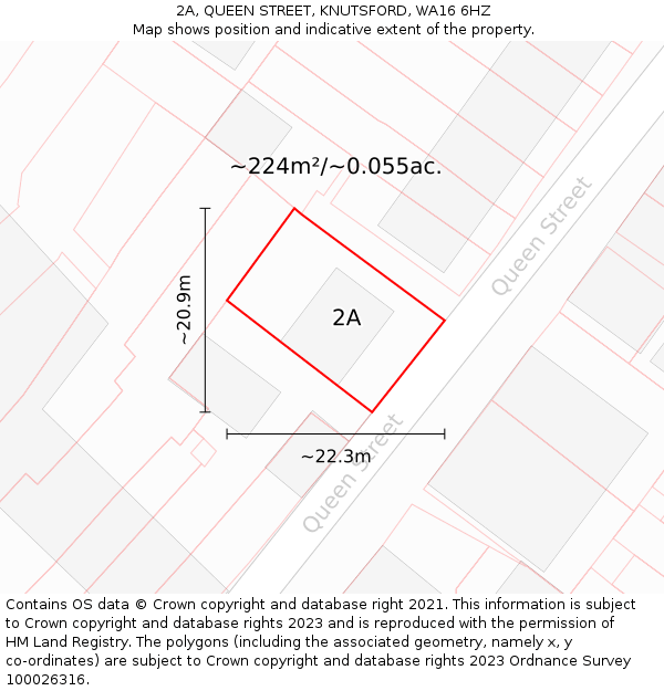 2A, QUEEN STREET, KNUTSFORD, WA16 6HZ: Plot and title map