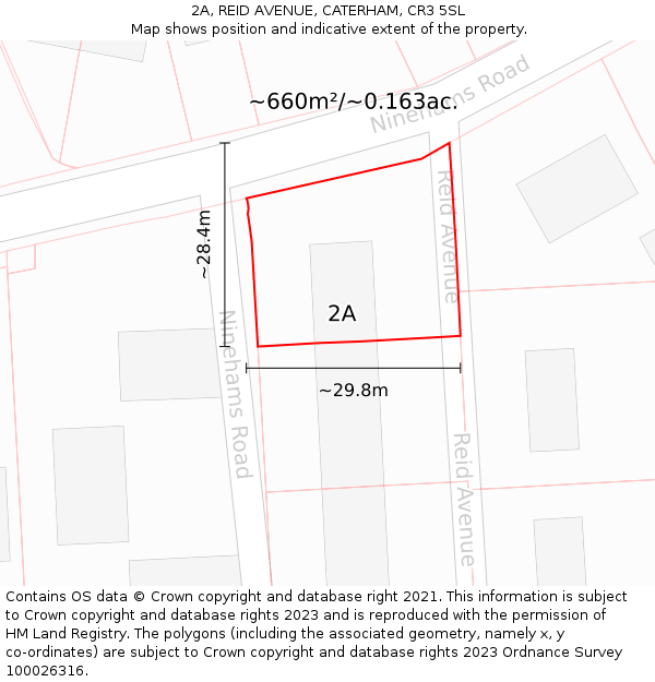 2A, REID AVENUE, CATERHAM, CR3 5SL: Plot and title map