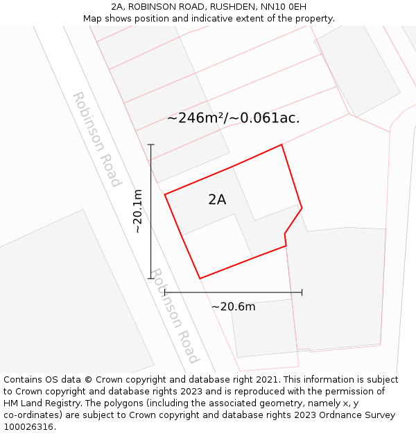 2A, ROBINSON ROAD, RUSHDEN, NN10 0EH: Plot and title map