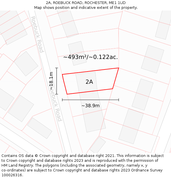 2A, ROEBUCK ROAD, ROCHESTER, ME1 1UD: Plot and title map
