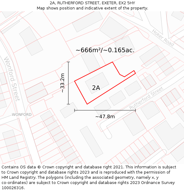2A, RUTHERFORD STREET, EXETER, EX2 5HY: Plot and title map