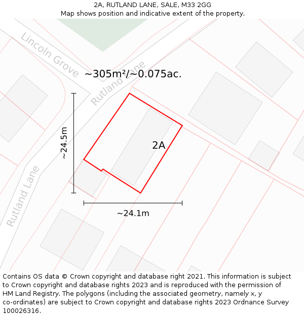 2A, RUTLAND LANE, SALE, M33 2GG: Plot and title map
