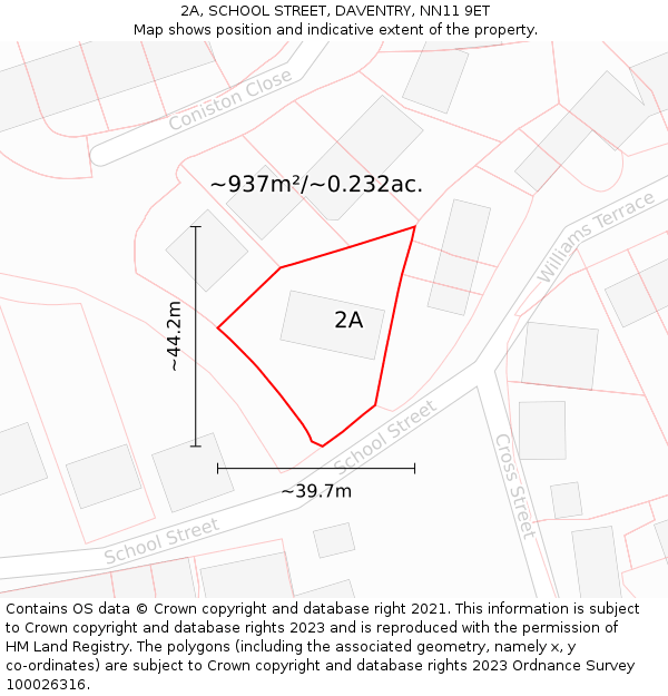 2A, SCHOOL STREET, DAVENTRY, NN11 9ET: Plot and title map