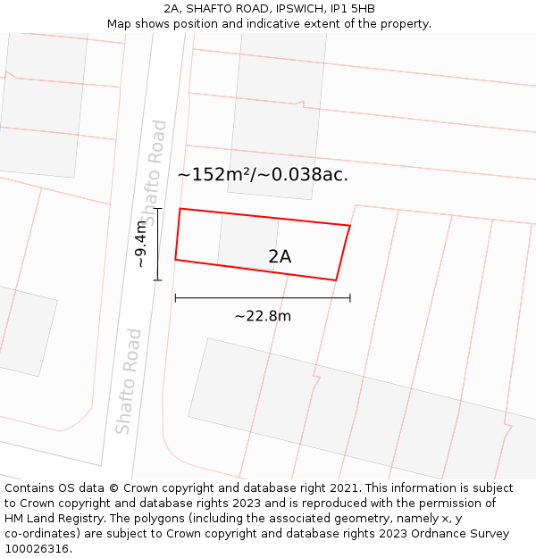 2A, SHAFTO ROAD, IPSWICH, IP1 5HB: Plot and title map