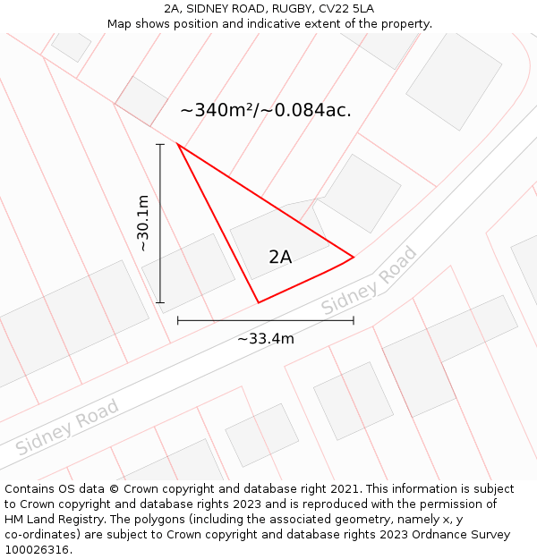 2A, SIDNEY ROAD, RUGBY, CV22 5LA: Plot and title map