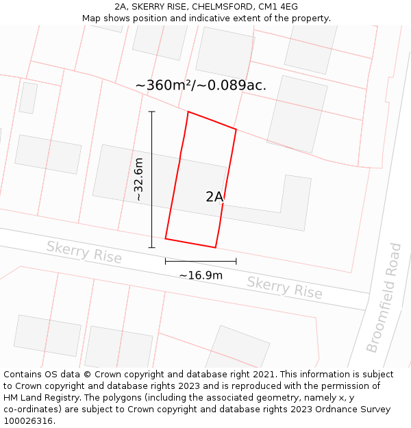 2A, SKERRY RISE, CHELMSFORD, CM1 4EG: Plot and title map