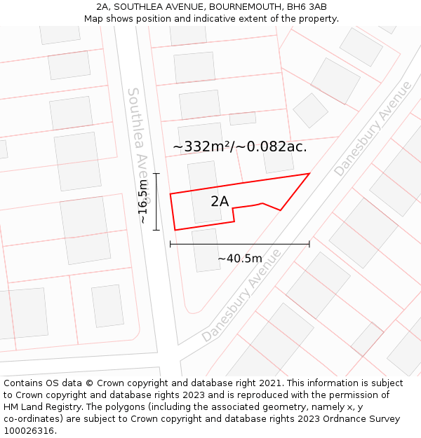 2A, SOUTHLEA AVENUE, BOURNEMOUTH, BH6 3AB: Plot and title map