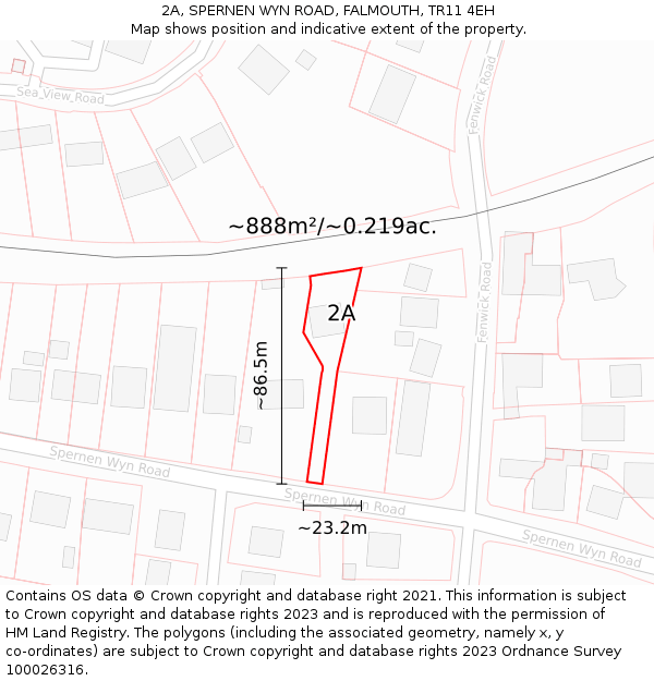 2A, SPERNEN WYN ROAD, FALMOUTH, TR11 4EH: Plot and title map