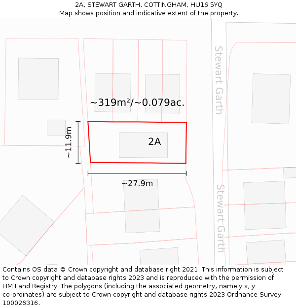 2A, STEWART GARTH, COTTINGHAM, HU16 5YQ: Plot and title map