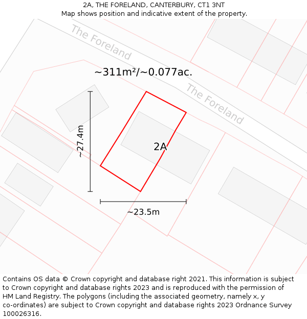 2A, THE FORELAND, CANTERBURY, CT1 3NT: Plot and title map