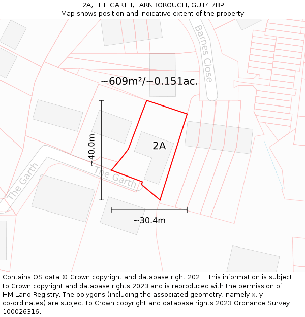 2A, THE GARTH, FARNBOROUGH, GU14 7BP: Plot and title map