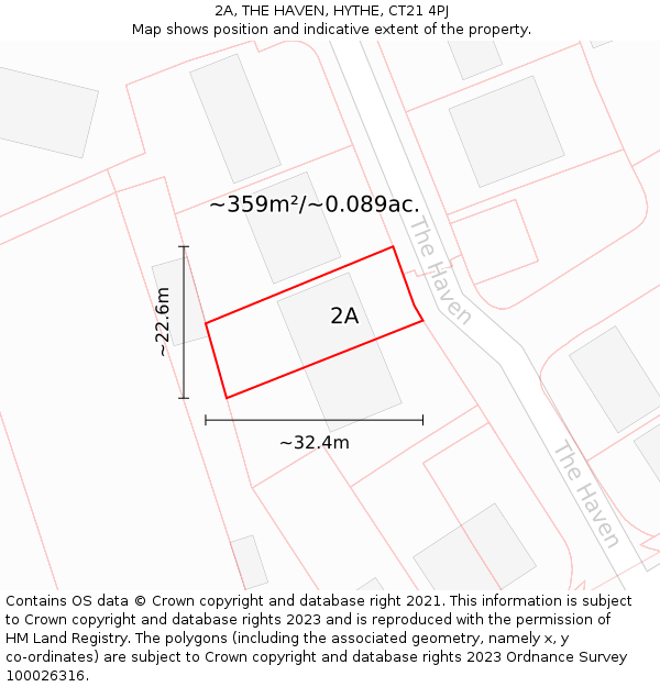 2A, THE HAVEN, HYTHE, CT21 4PJ: Plot and title map