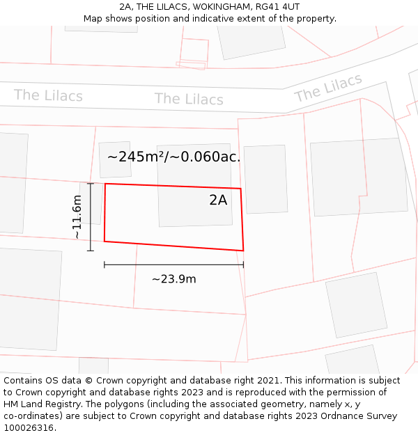 2A, THE LILACS, WOKINGHAM, RG41 4UT: Plot and title map