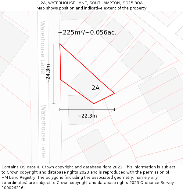 2A, WATERHOUSE LANE, SOUTHAMPTON, SO15 8QA: Plot and title map