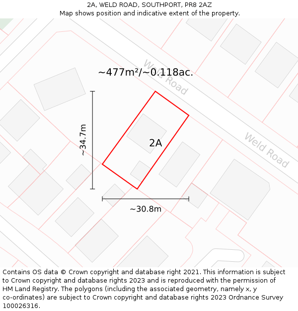 2A, WELD ROAD, SOUTHPORT, PR8 2AZ: Plot and title map