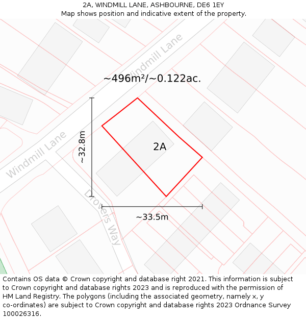 2A, WINDMILL LANE, ASHBOURNE, DE6 1EY: Plot and title map