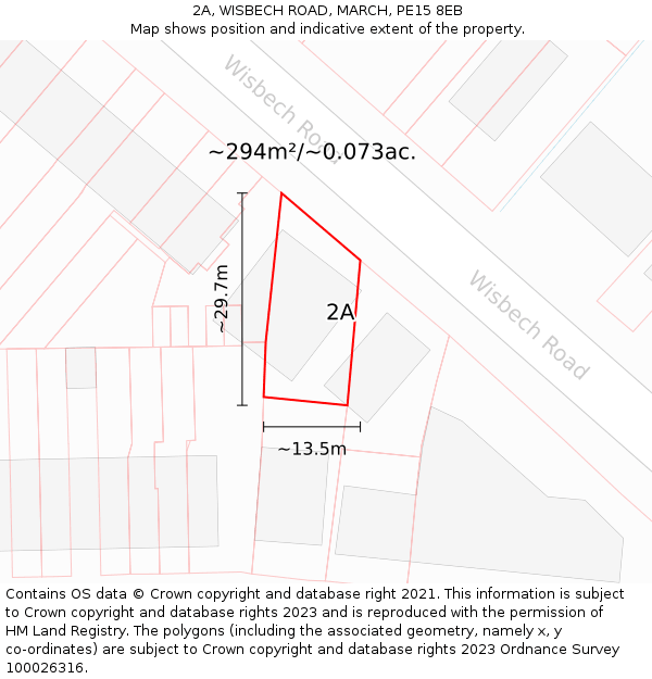 2A, WISBECH ROAD, MARCH, PE15 8EB: Plot and title map