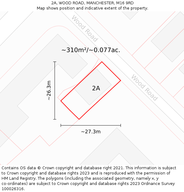 2A, WOOD ROAD, MANCHESTER, M16 9RD: Plot and title map