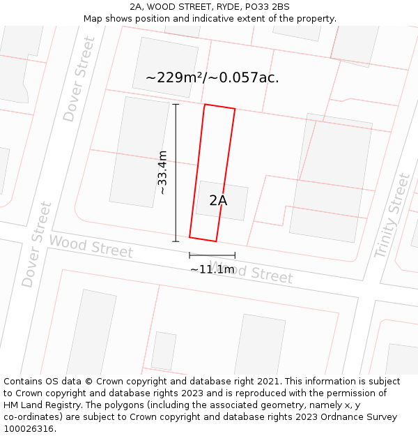 2A, WOOD STREET, RYDE, PO33 2BS: Plot and title map