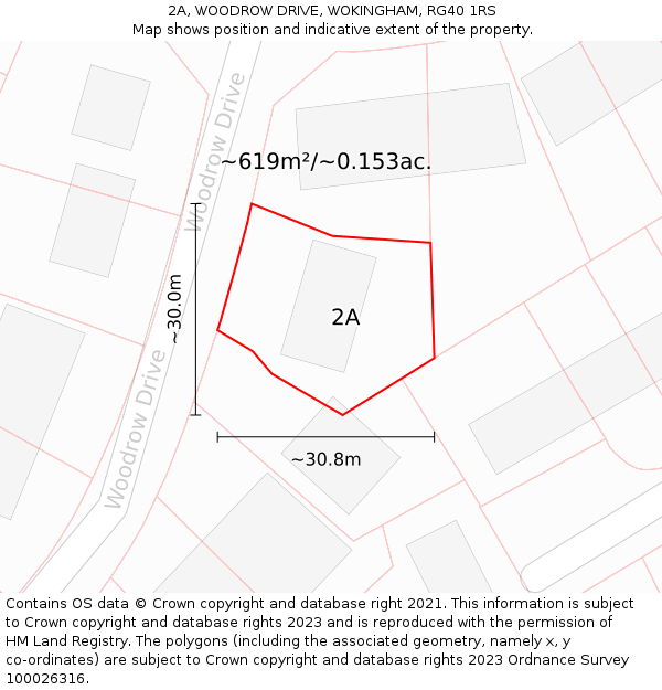 2A, WOODROW DRIVE, WOKINGHAM, RG40 1RS: Plot and title map