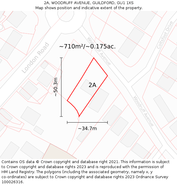 2A, WOODRUFF AVENUE, GUILDFORD, GU1 1XS: Plot and title map