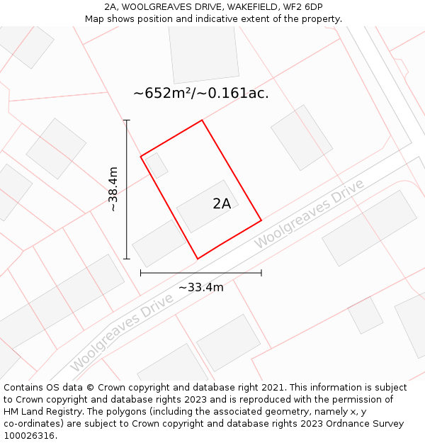 2A, WOOLGREAVES DRIVE, WAKEFIELD, WF2 6DP: Plot and title map