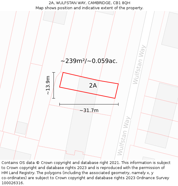 2A, WULFSTAN WAY, CAMBRIDGE, CB1 8QH: Plot and title map