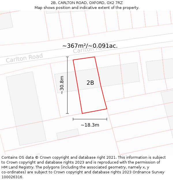 2B, CARLTON ROAD, OXFORD, OX2 7RZ: Plot and title map