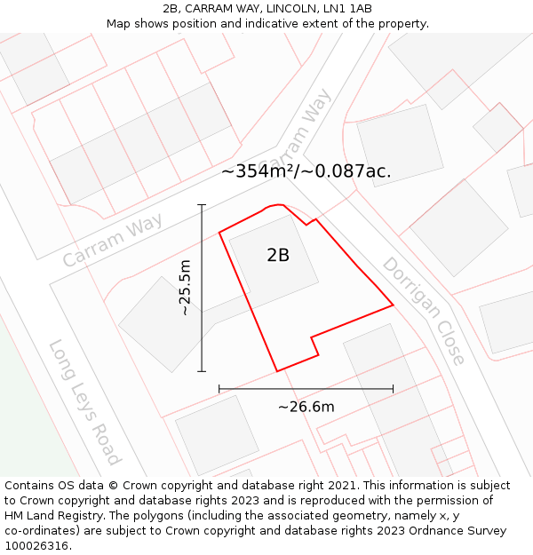 2B, CARRAM WAY, LINCOLN, LN1 1AB: Plot and title map