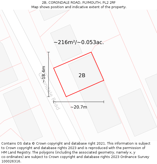 2B, CORONDALE ROAD, PLYMOUTH, PL2 2RF: Plot and title map