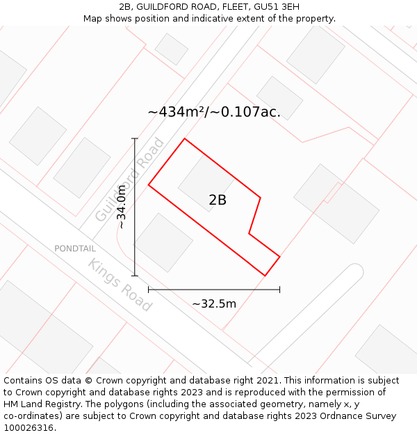2B, GUILDFORD ROAD, FLEET, GU51 3EH: Plot and title map