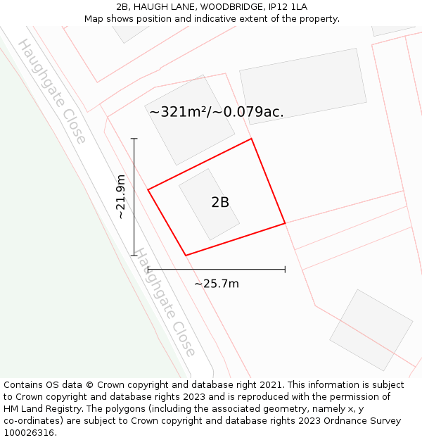 2B, HAUGH LANE, WOODBRIDGE, IP12 1LA: Plot and title map